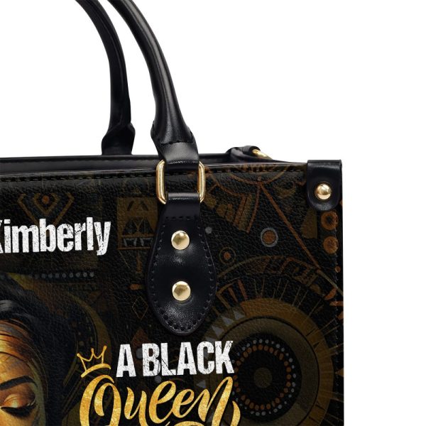 A Black Queen Living My Best Life - Personalized Leather Handbag