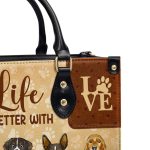 Life Is Better With Dogs - Personalized Leather Handbag Stb153