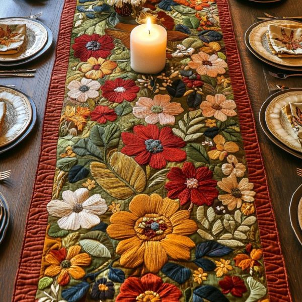 Warm Petals Quilted Table Runner