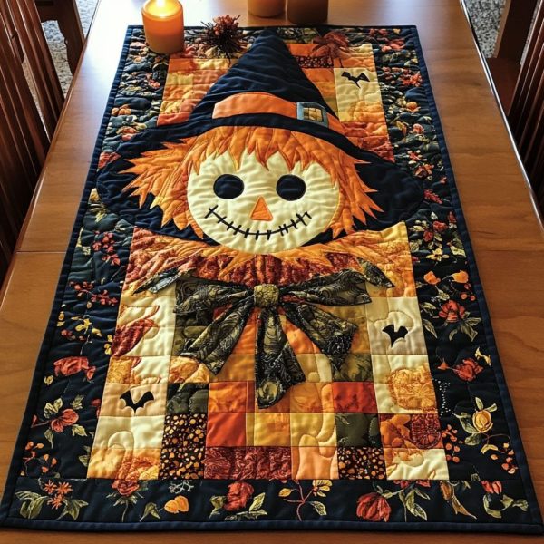 Whimsical Scarecrow Harvest Quilted Table Runner