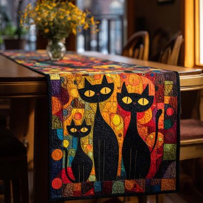 Whiskered Whimsy Quilted Table Runner