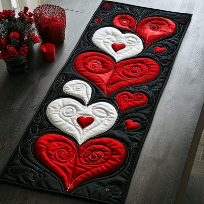 Whispered Hearts Quilted Table Runner