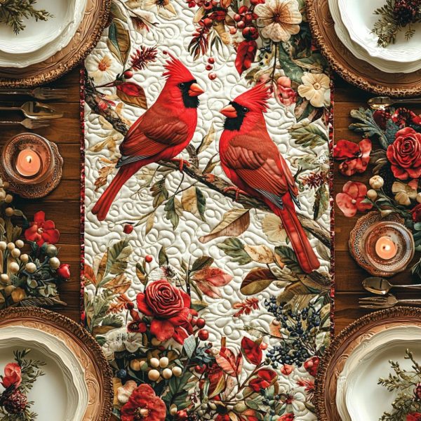 Whispering Cardinal Quilted Table Runner