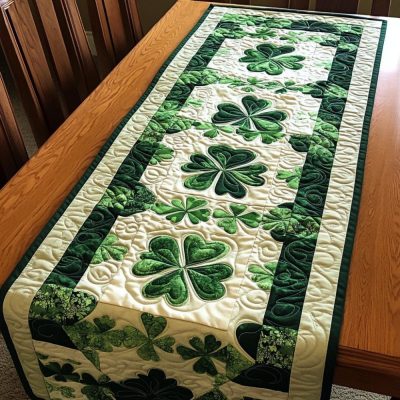 Whispering Clovers Quilted Table Runner