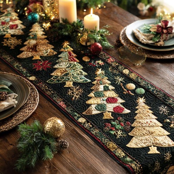 Whispers Of Evergreen Quilted Table Runner