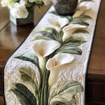 White Calla Grace Quilted Table Runner
