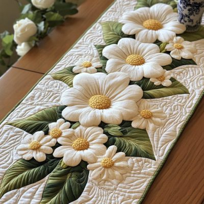 Wild Daisies Quilted Table Runner
