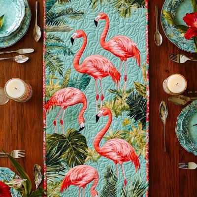 Wild Flamingo Quilted Table Runner