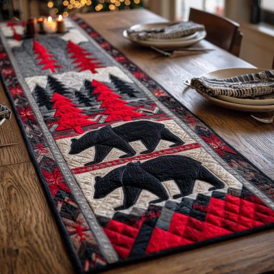Wildwood Bear Quilted Table Runner
