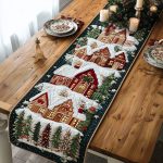 Winter Houses Quilted Table Runner