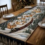 Winter Train Magic Quilted Table Runner