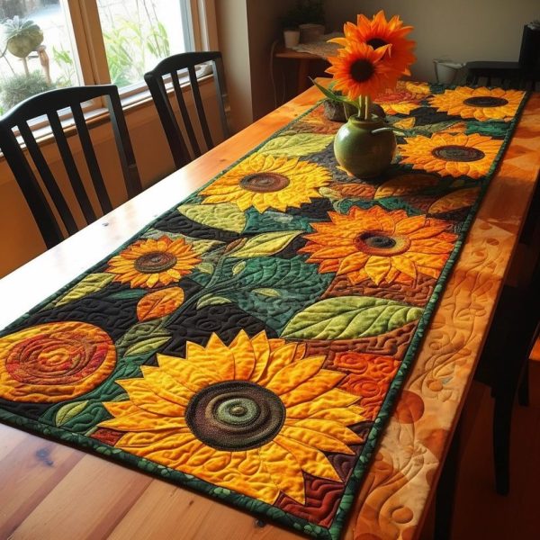 Wonderful Sunflower Quilted Table Runner