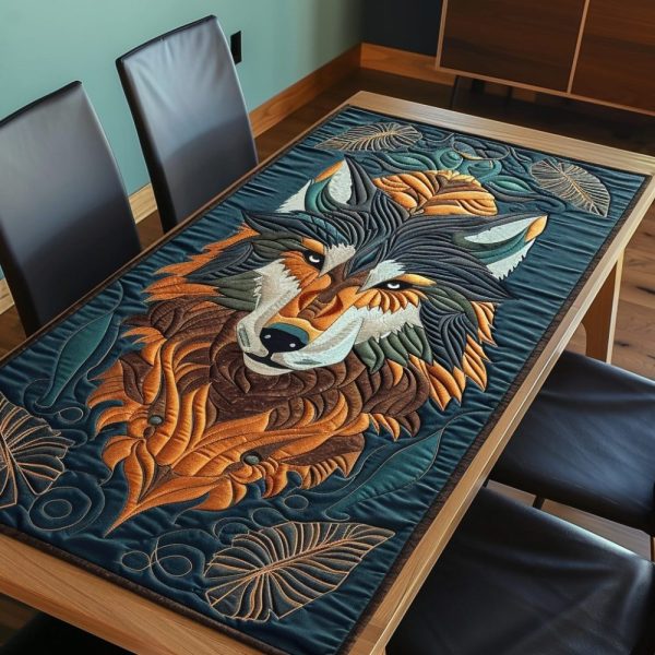 Woodland Majesty Wolf Quilted Table Runner