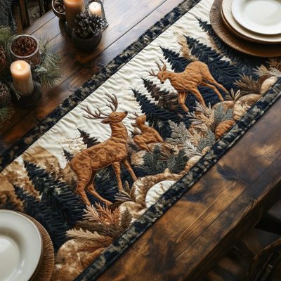 Woodland Deer Quilted Table Runner