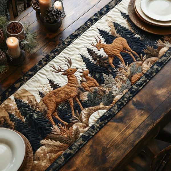 Woodland Deer Quilted Table Runner