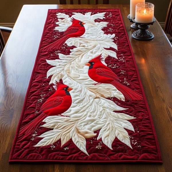 Cardinal Symphony Quilted Table Runner