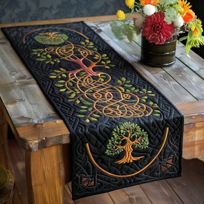 Celtic Knotwork Tree Quilted Table Runner