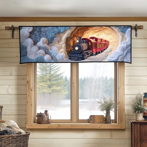 Snow Valley Train Quilted Valance