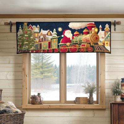 Christmas Train Journey Quilted Valance