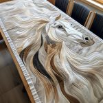 Vibrant White Horse Quilted Table Runner