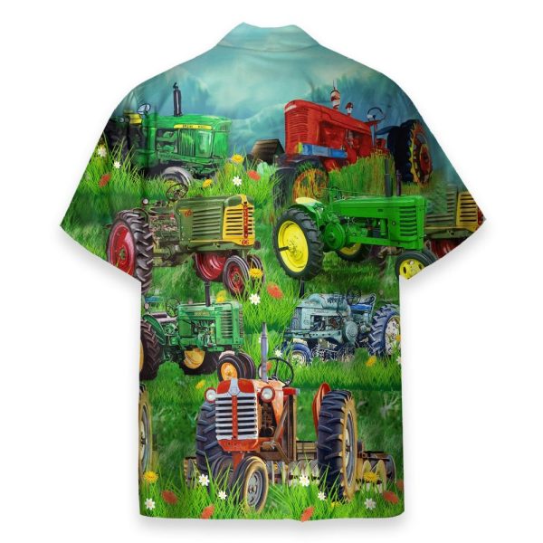 Old Tractor Tropical Green Grass Hawaiian Shirt