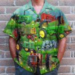 Old Tractor Tropical Green Grass Hawaiian Shirt