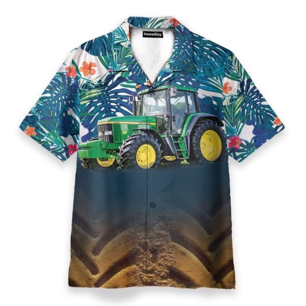 Tractor Men'S Button'S Up Shirts Hawaiian Shirt