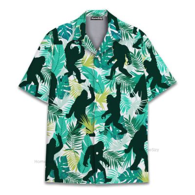 Bigfoot Sasquatch Palm Leaf Tropical Hawaiian Shirt