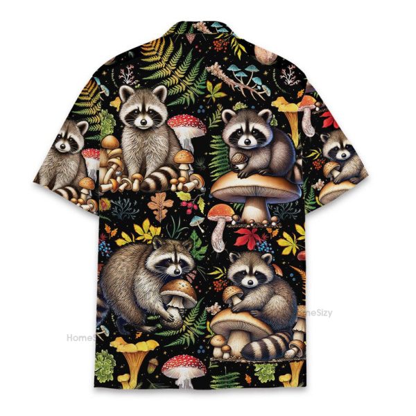 Funny Raccoon & Mushroom Tropical Hawaiian Shirt