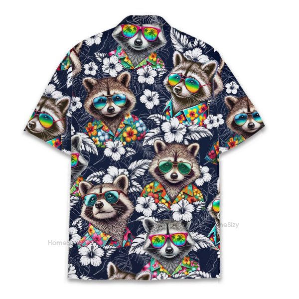 Cool Raccoon Funny Sunglasses & Tropical Hawaiian Shirt Qt5122602