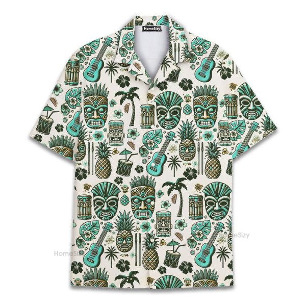 Retro Tiki Mask Polynesian Funny Hawaiian Shirt
