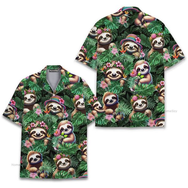 Lazy Sloth Cute Funny Tropical Hawaiian Shirt
