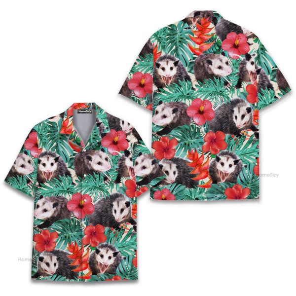 Funny Possum Aloha Screaming Wildlife Hawaiian Shirt
