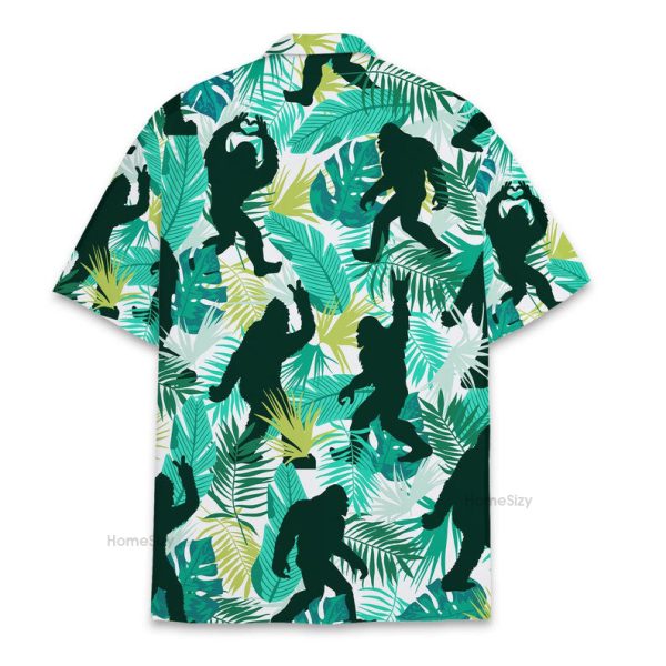 Bigfoot Sasquatch Palm Leaf Tropical Hawaiian Shirt