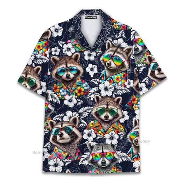 Cool Raccoon Funny Sunglasses & Tropical Hawaiian Shirt Qt5122602