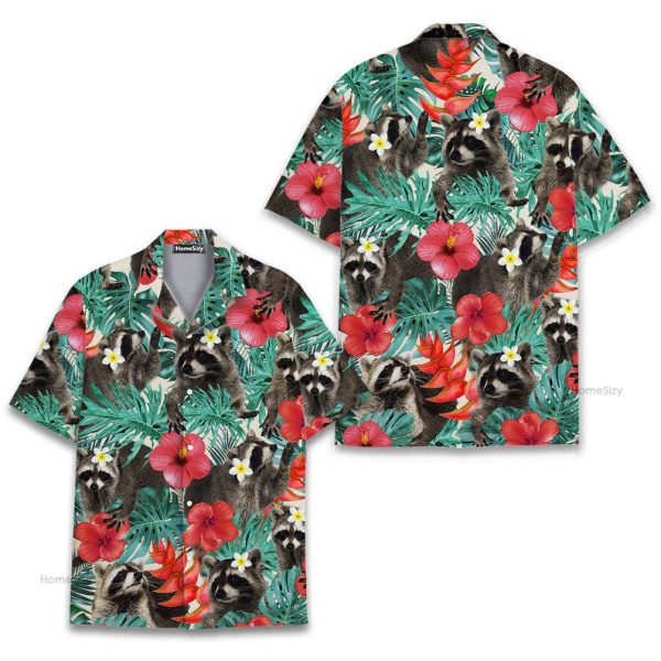 Raccoon Funny Animal Tropical Hawaiian Shirt