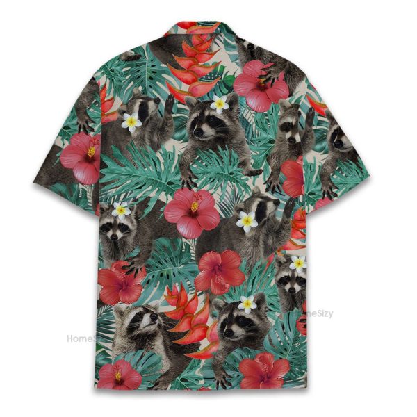 Raccoon Funny Animal Tropical Hawaiian Shirt