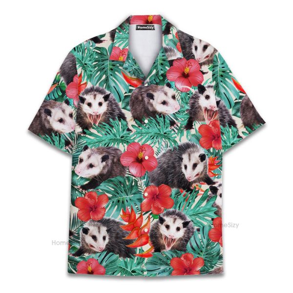 Funny Possum Aloha Screaming Wildlife Hawaiian Shirt