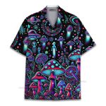 Psychedelic Alien Trippy Neon Mushroom Hawaiian Shirt