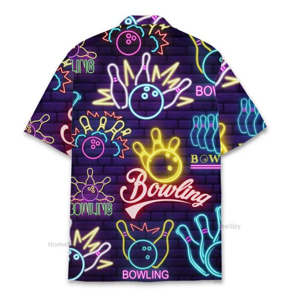 Funny Bowling Neon Retro Glow In The Dark Bowling Hawaiian Shirt