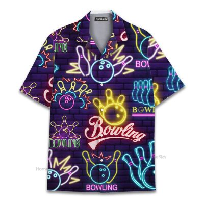 Funny Bowling Neon Retro Glow In The Dark Bowling Hawaiian Shirt