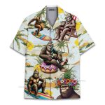 Bigfoot Relaxing Funny Surfing Sasquatch Tropical Hawaiian Shirt