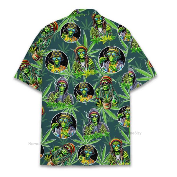 Rasta Alien Funny Weed & Reggae Psychedelic Hawaiian Shirt