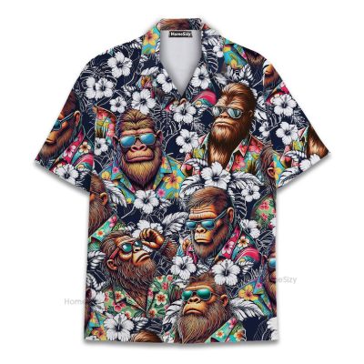 Cool Bigfoot Retro Sasquatch In Sunglasses Tropical Hawaiian Shirt