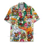 Retro Tiki Mask Colorful  Aloha Tropical Hawaiian Shirt