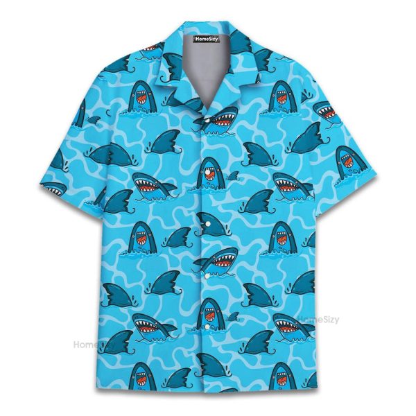 Funny Shark Cartoon Ocean Summer Hawaiian Shirt
