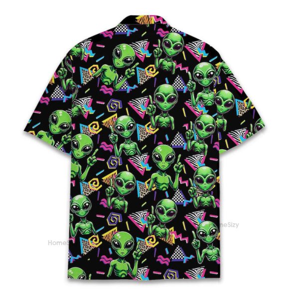 Funny Alien Retro 90S Neon Cool Party Hawaiian Shirt
