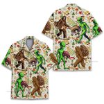 Bigfoot & Alien Mushroom Retro Cryptid Hawaiian Shirt