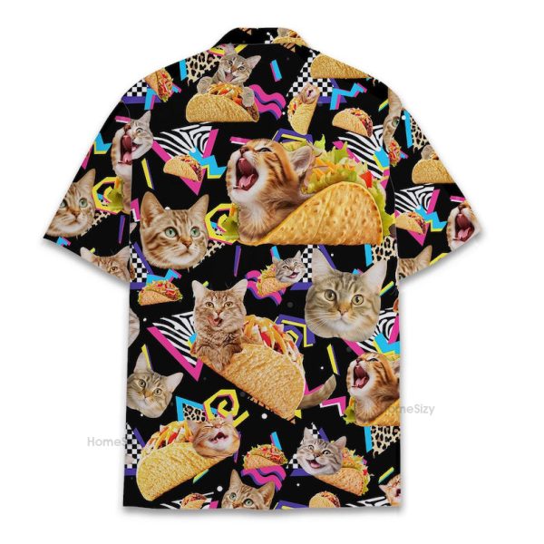 Funny Cat Taco Retro 90S Food Cool Party Hawaiian Shirt