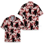 Bigfoot Sasquatch Silhouette & Floral Hawaiian Shirt